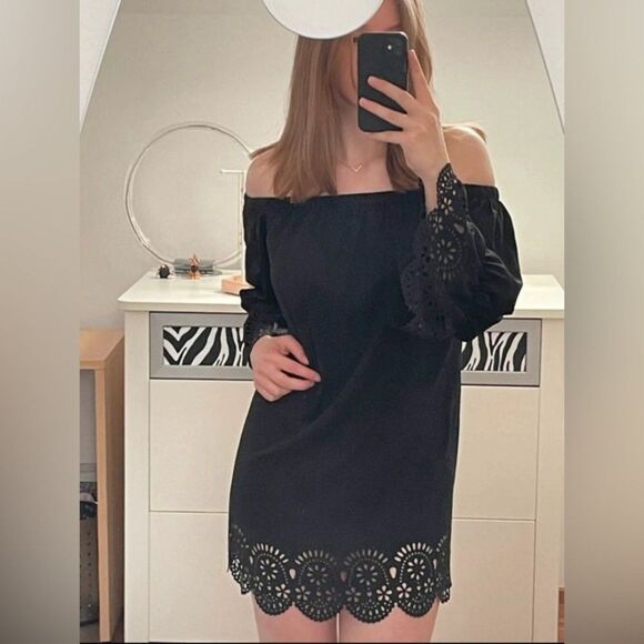 Roz & Ali Women's Dress Off-the-Shoulder Black  XS Whimsigoth Dark Romantic - Picture 2 of 8